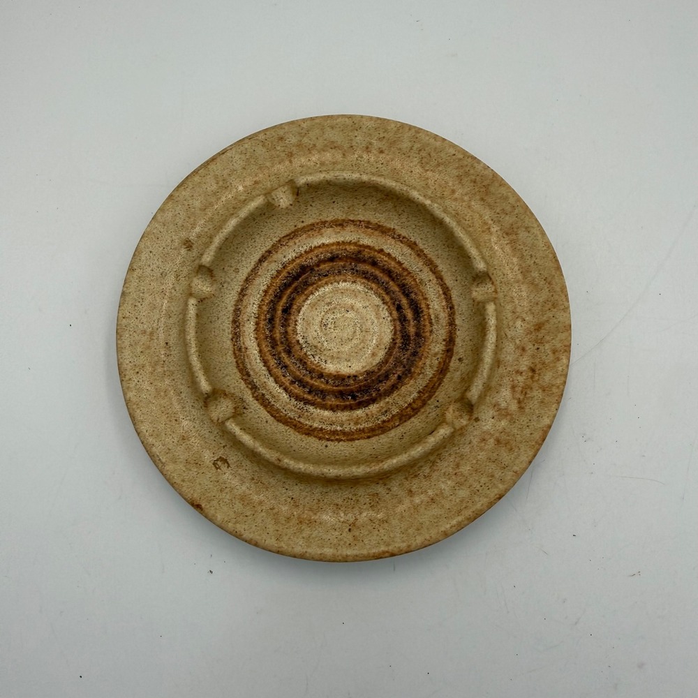 Vintage Studio Pottery Ashtray Speckled Ceramic Earth Tone Spiral 6 Inch